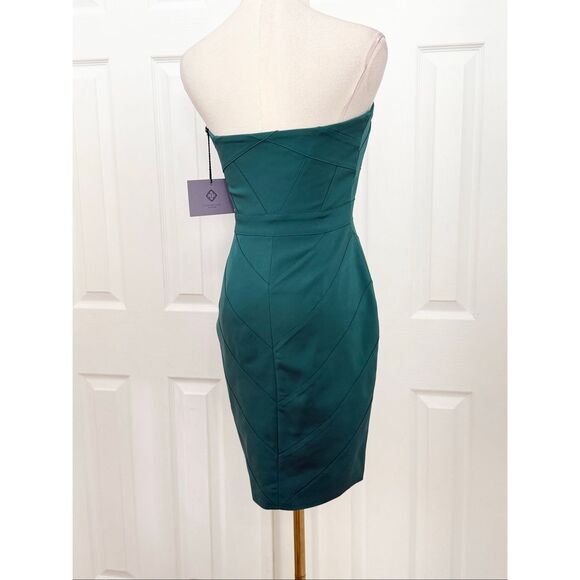 Vera Wang Lavender Strapless Bodycon Pencil Wiggle Sheath Mini Dress Teal 2 NWT - Picture 3 of 7